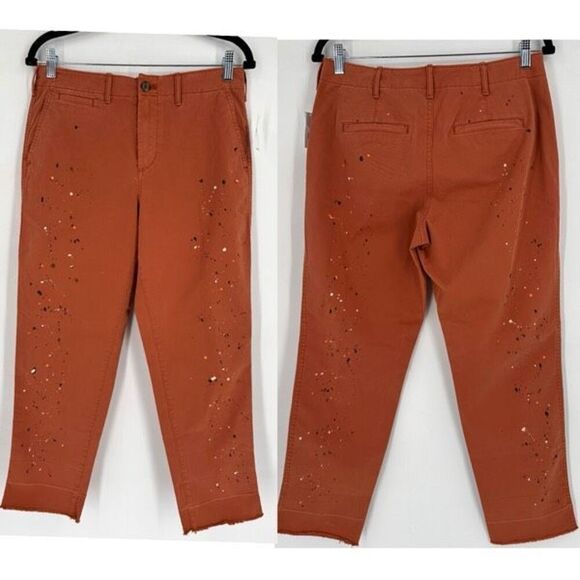 NWT GAP Straight Leg Khaki High Rise Splatter Pants Copper Size 6 Terra Cotta - Picture 2 of 12